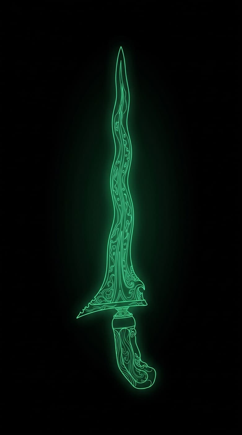 Taming Sari, drawn as a glowing keris